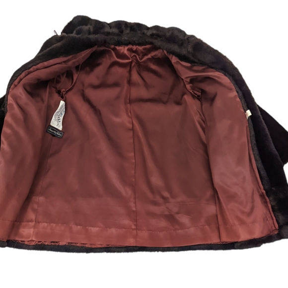 Vintage Faux Fur Mink Coat 70s 80s Country Pacer ILGWU Brown Made In USA - Picture 12 of 14